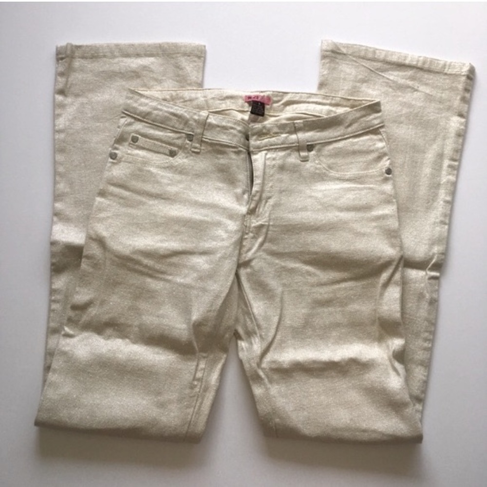 • Off white/cream sparkly jeans •